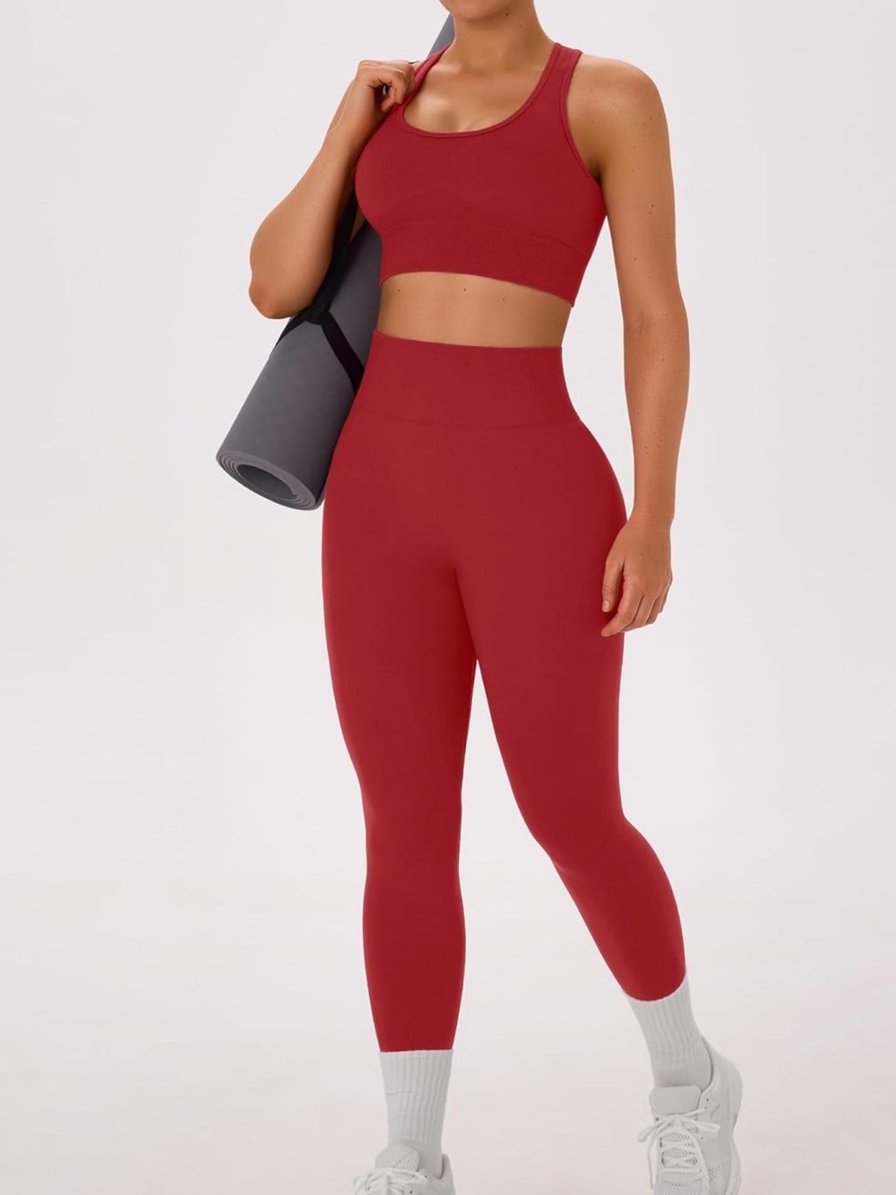 High-Waist Seamless Red Active Leggings